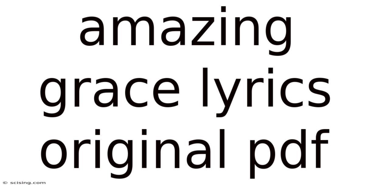 Amazing Grace Lyrics Original Pdf