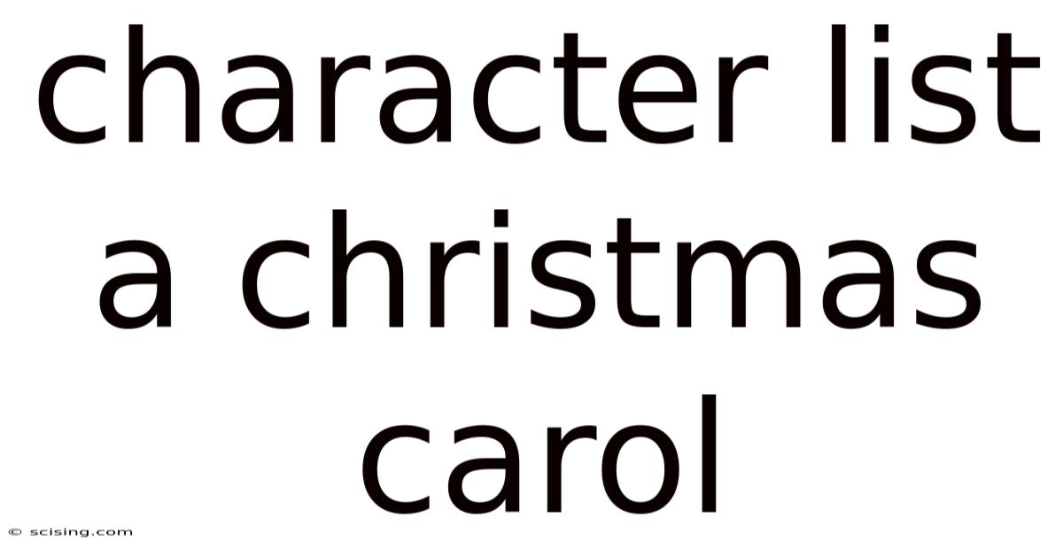 Character List A Christmas Carol