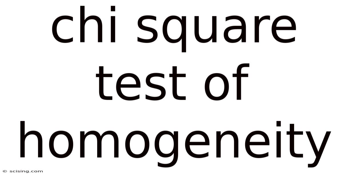 Chi Square Test Of Homogeneity