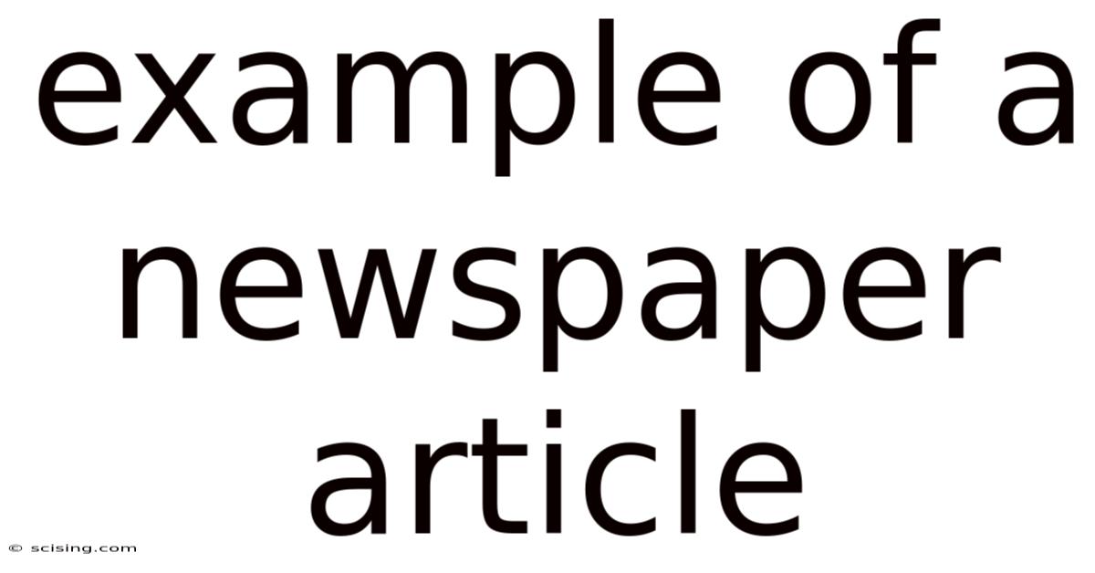 Example Of A Newspaper Article