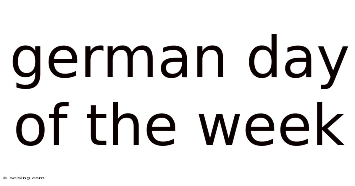 German Day Of The Week
