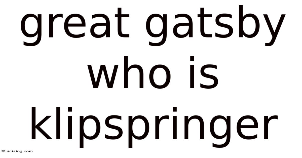 Great Gatsby Who Is Klipspringer