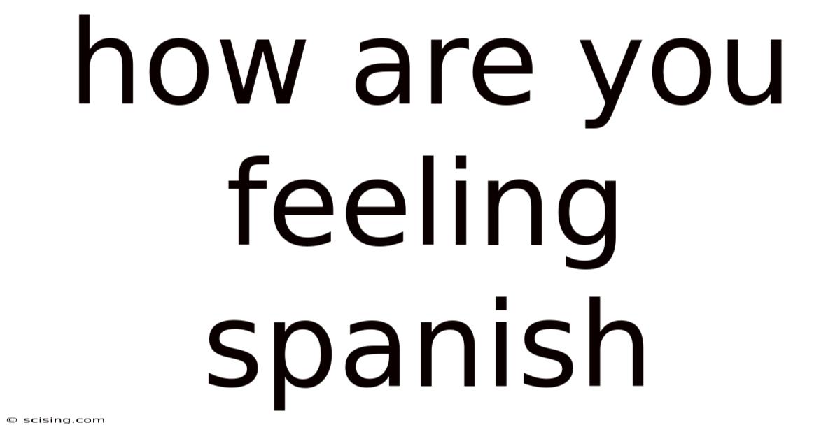 How Are You Feeling Spanish