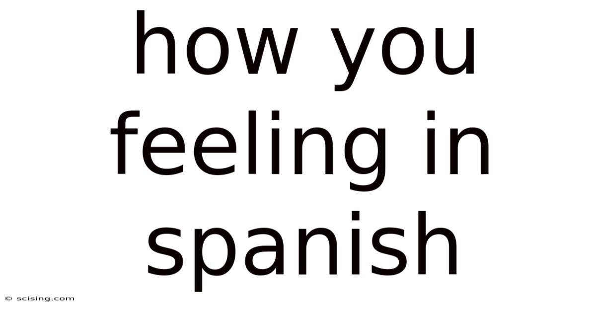 How You Feeling In Spanish