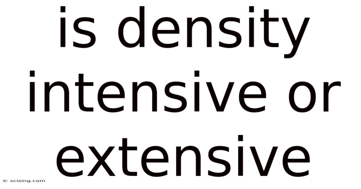 Is Density Intensive Or Extensive