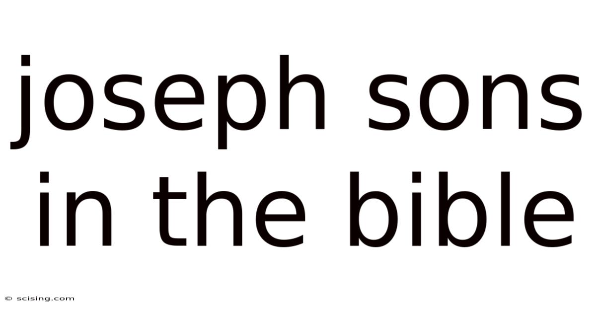 Joseph Sons In The Bible