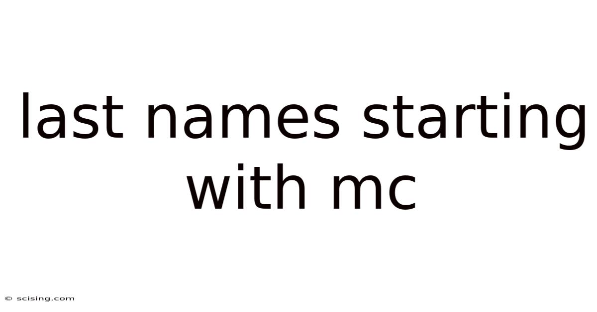 Last Names Starting With Mc
