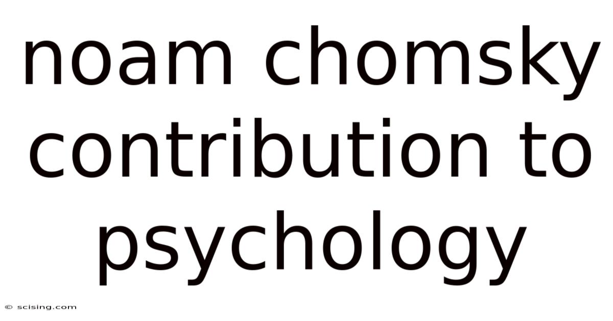 Noam Chomsky Contribution To Psychology