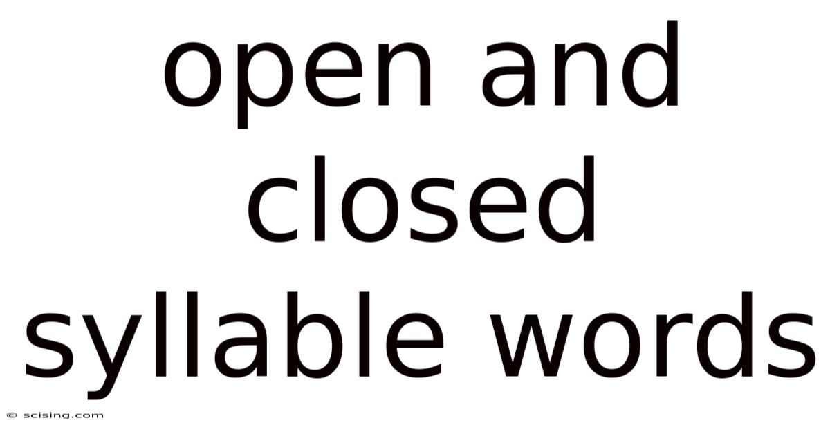 Open And Closed Syllable Words