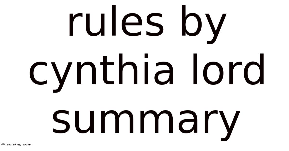Rules By Cynthia Lord Summary