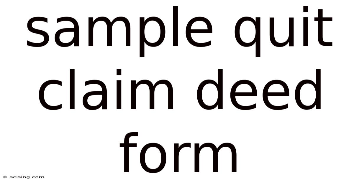 Sample Quit Claim Deed Form