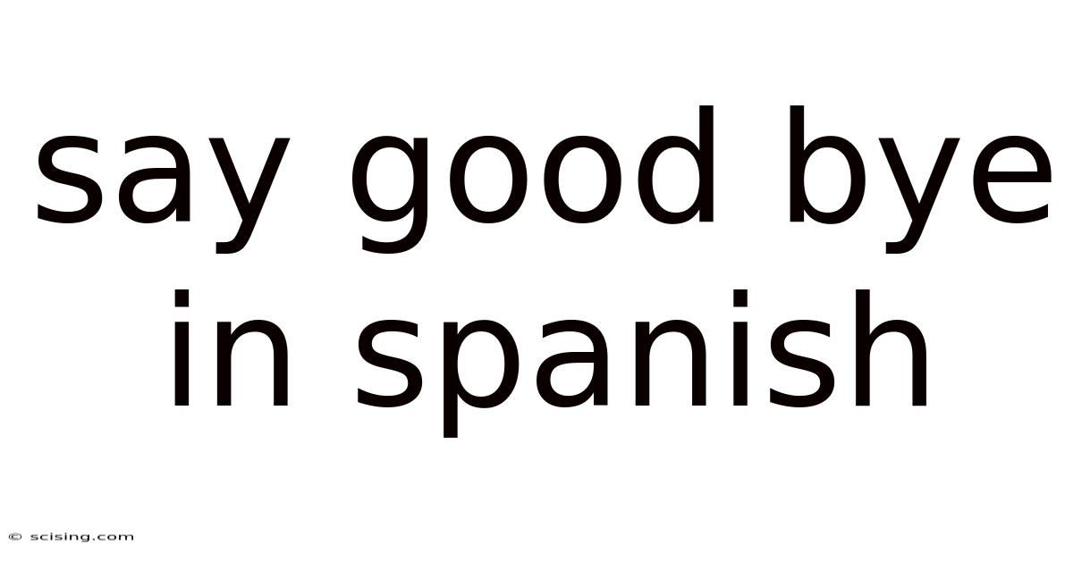 Say Good Bye In Spanish