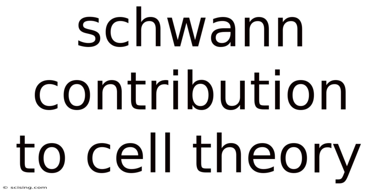 Schwann Contribution To Cell Theory