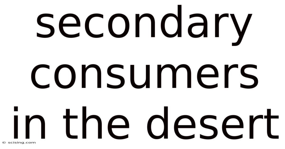 Secondary Consumers In The Desert