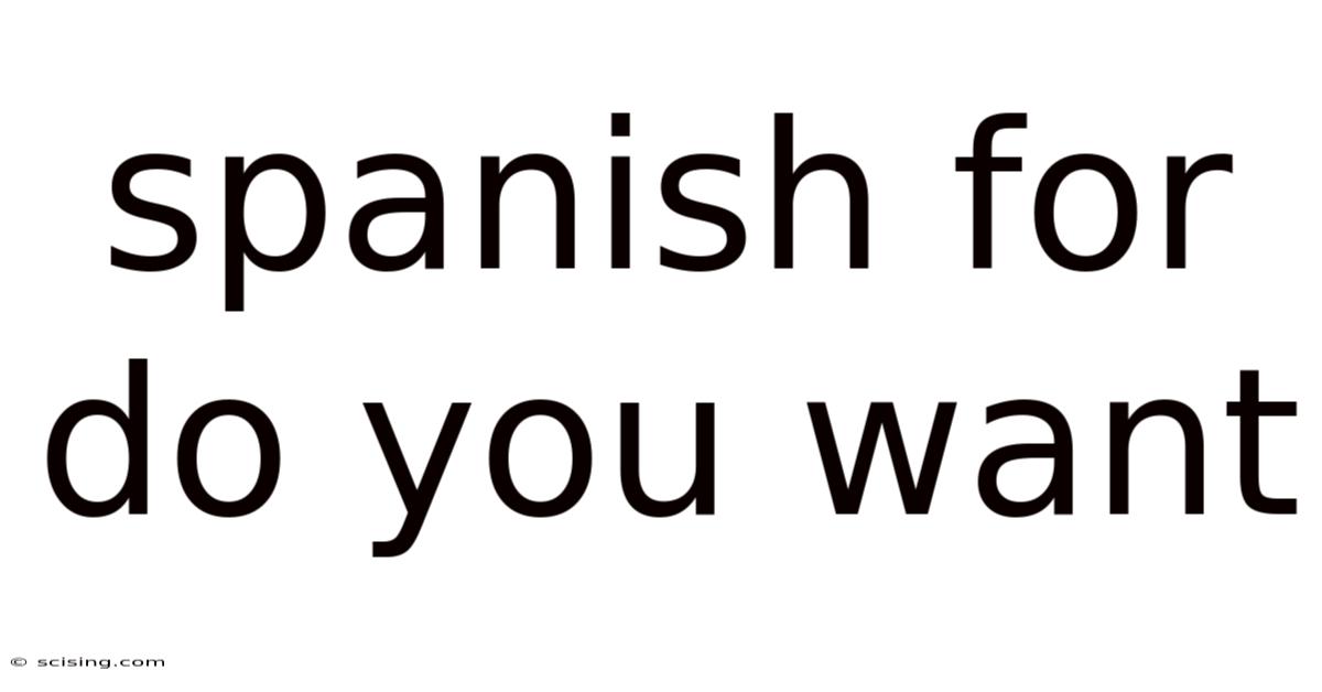 Spanish For Do You Want