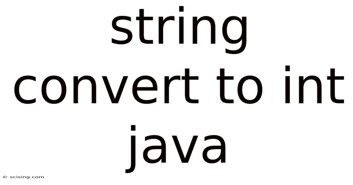 String Convert To Int Java