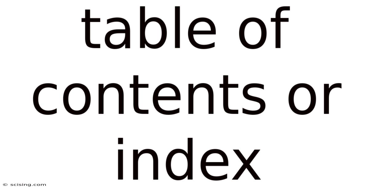 Table Of Contents Or Index