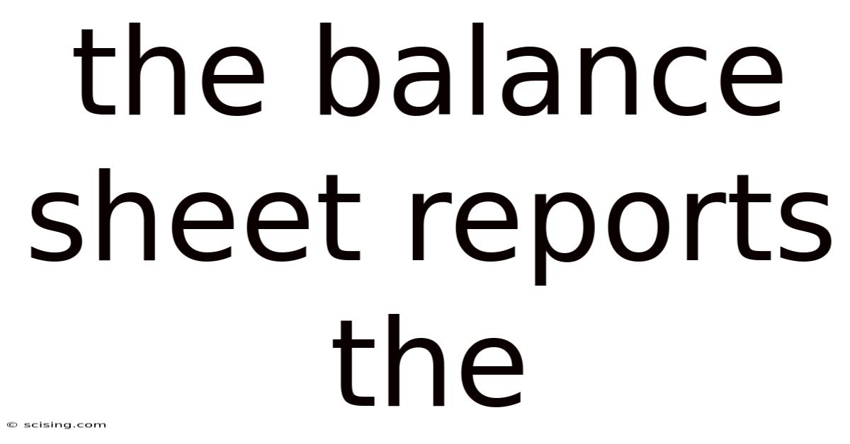 The Balance Sheet Reports The