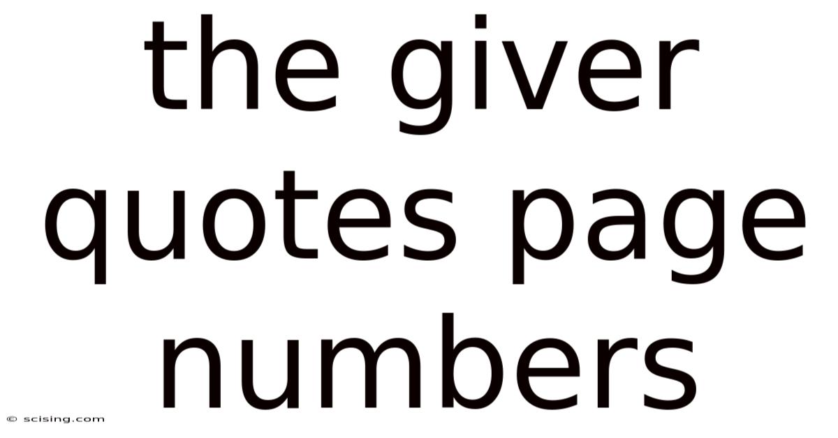 The Giver Quotes Page Numbers