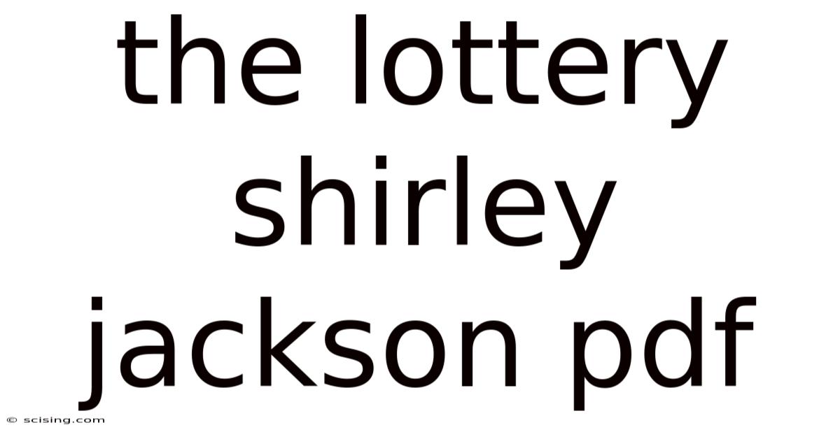 The Lottery Shirley Jackson Pdf