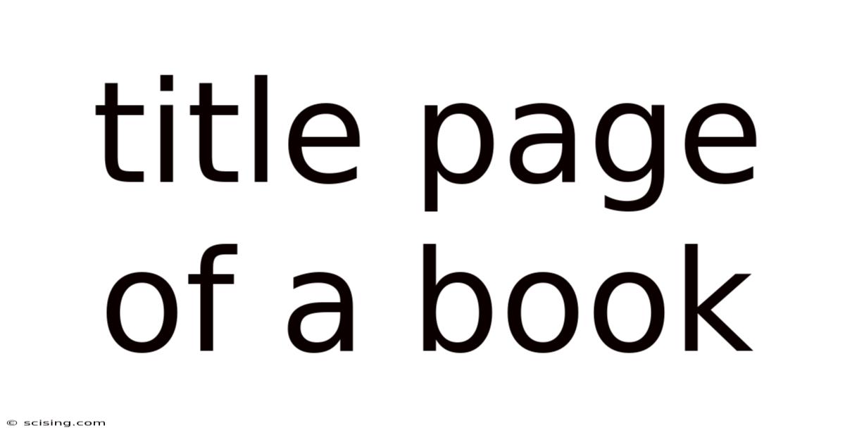 Title Page Of A Book
