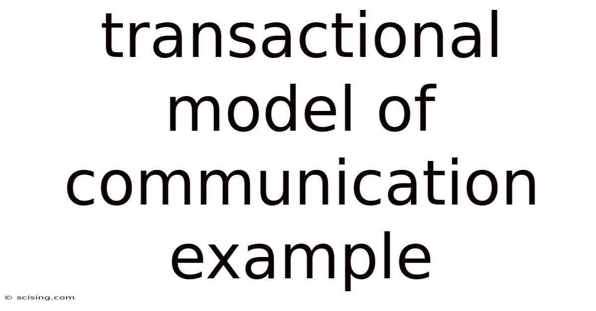 Transactional Model Of Communication Example