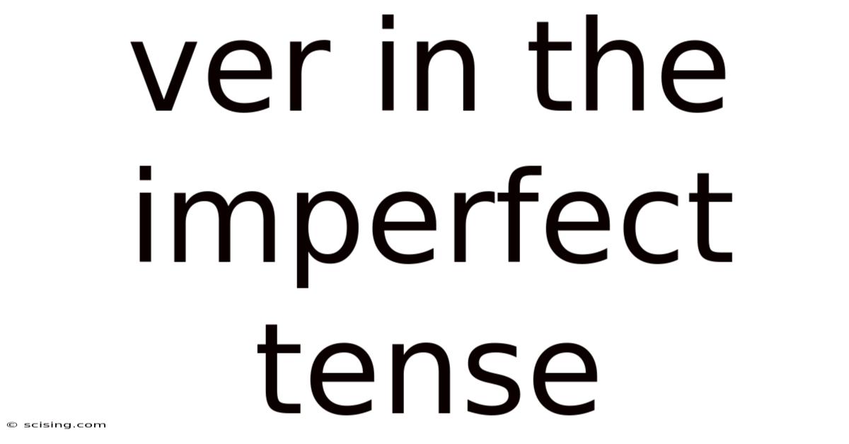 Ver In The Imperfect Tense