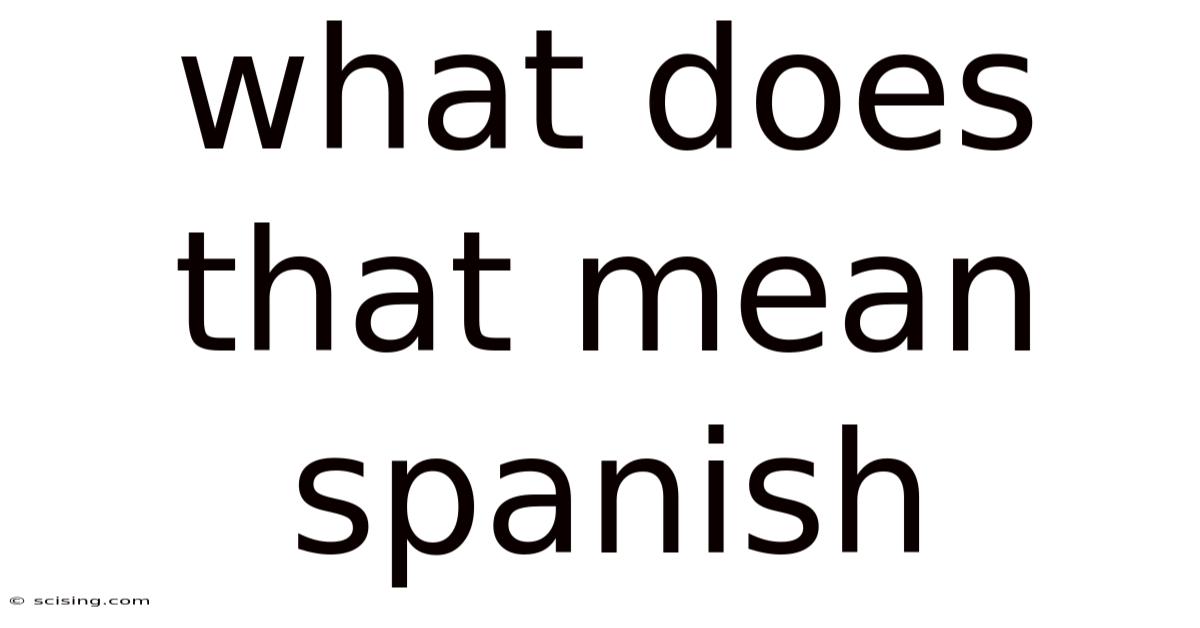 What Does That Mean Spanish
