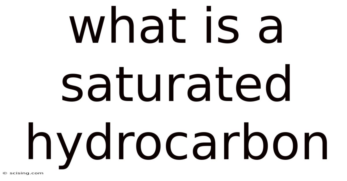 What Is A Saturated Hydrocarbon