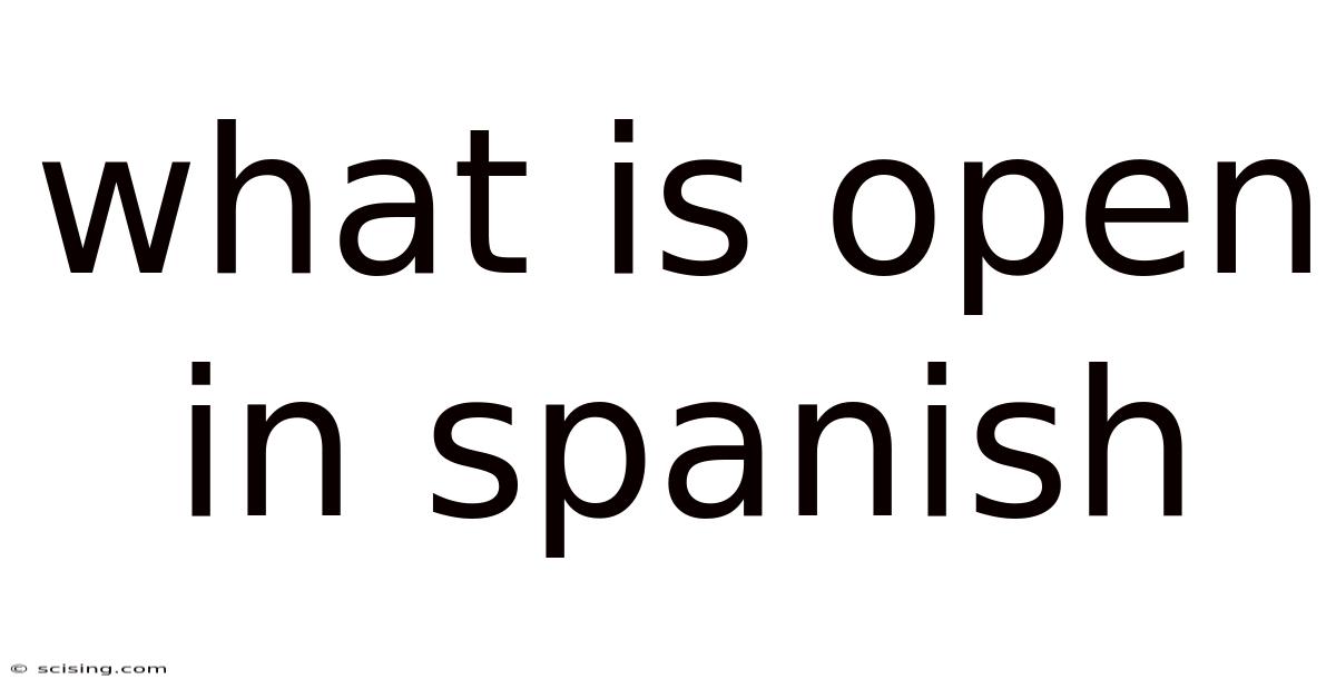 What Is Open In Spanish