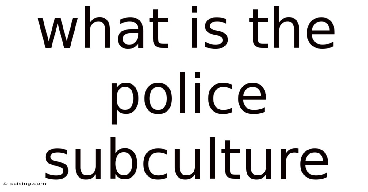 What Is The Police Subculture