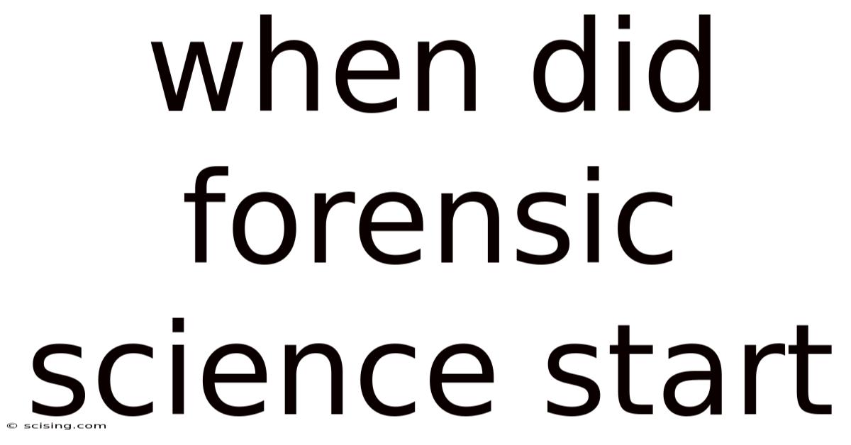 When Did Forensic Science Start